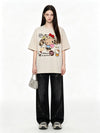 ゆったり シンプル プリント カジュアル Tシャツ S-13286
