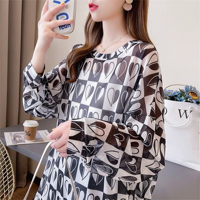 好感度満載 ラウンドネック 美感いっぱい プリント Tシャツ カットソー＜S-2869＞