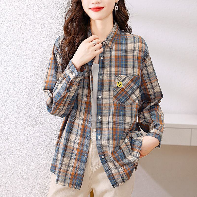 超人気 オシャレ 都市ファッショ デザイン チェック柄 切り替え Tシャツ ＜S-9514＞