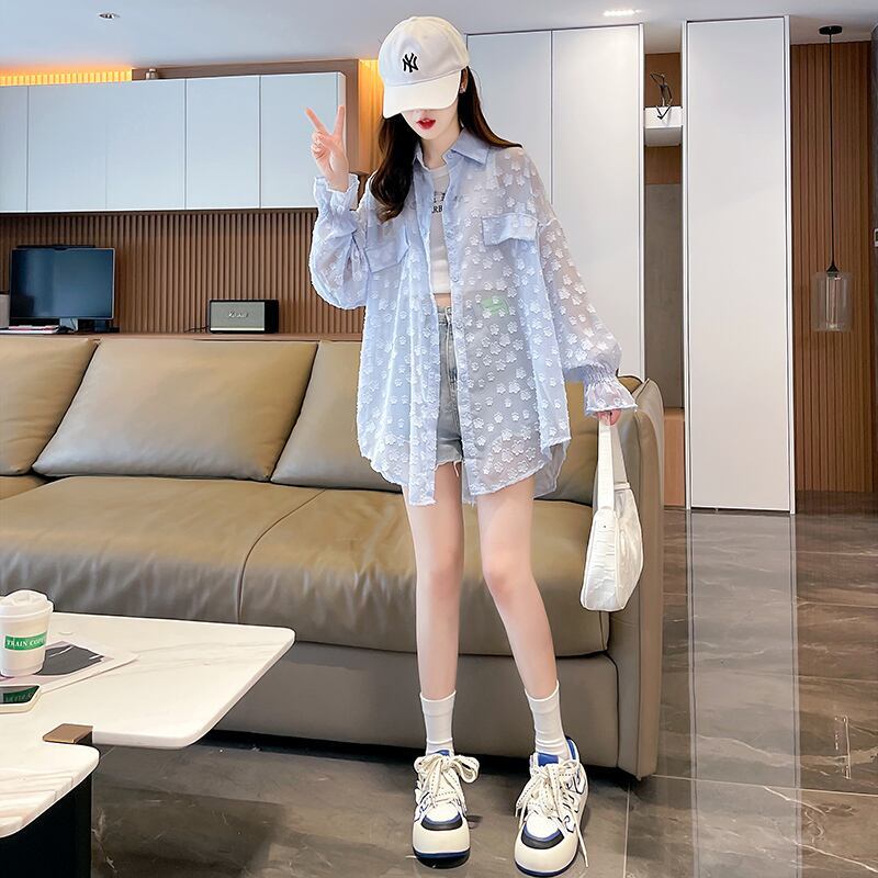 定番シンプル カジュアル UV対策合わせやすい ゆったりシャツ 全3色＜S-8370＞