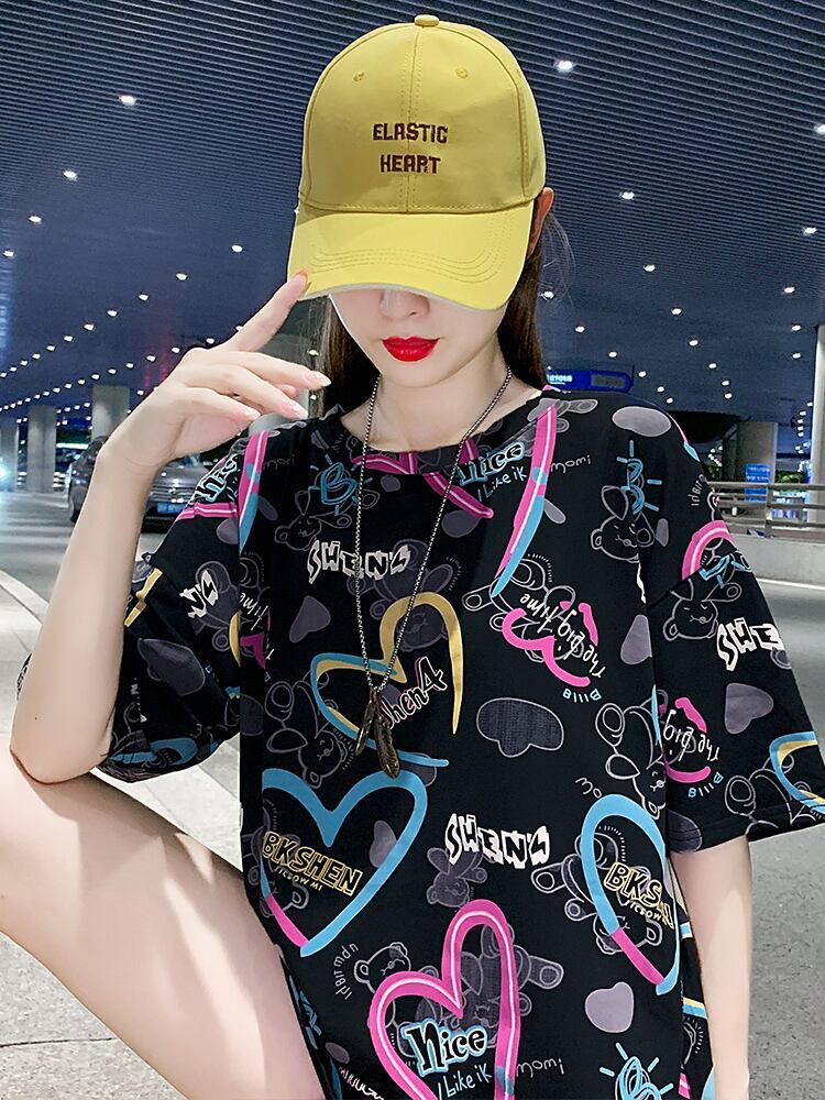 新商品 カジュアル 個性派 プリント ゆったり 半袖Tシャツ＜S-8534＞