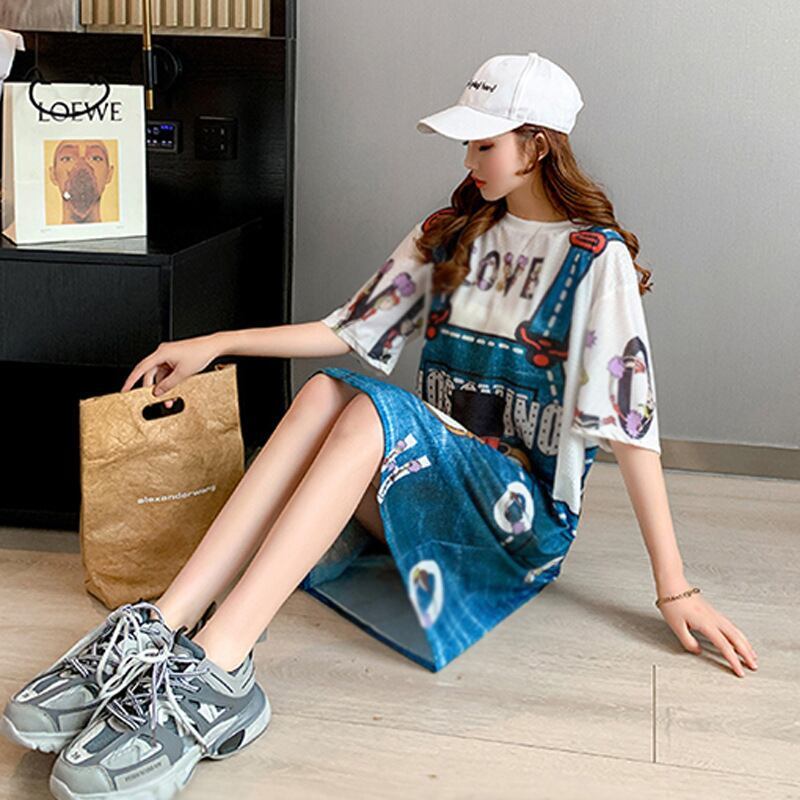 旅行Ｔシャツ 夏 レディース 膝丈 プリント 大きいサイズ ゆったりさらっと涼しい <S-656>