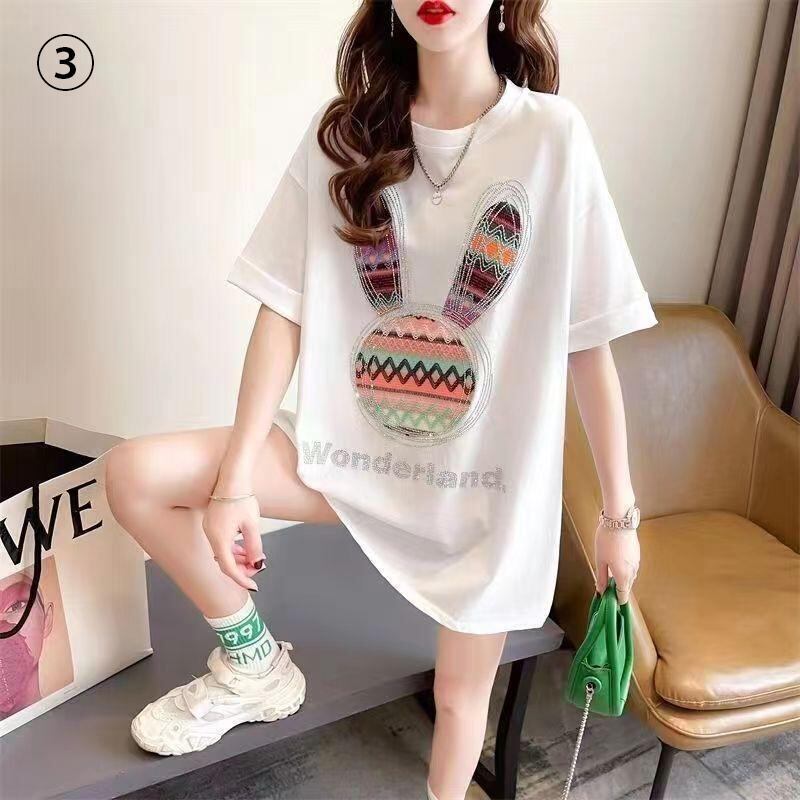話題沸騰中 ファッション スウィート プリント 半袖Tシャツ<S-8517>