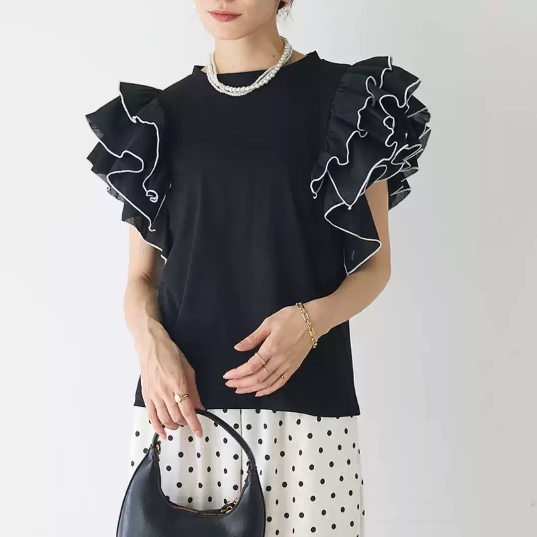 美人度アップ 早い者勝ち 大人可愛い カジュアル 共2色 Tシャツ<S-12149>