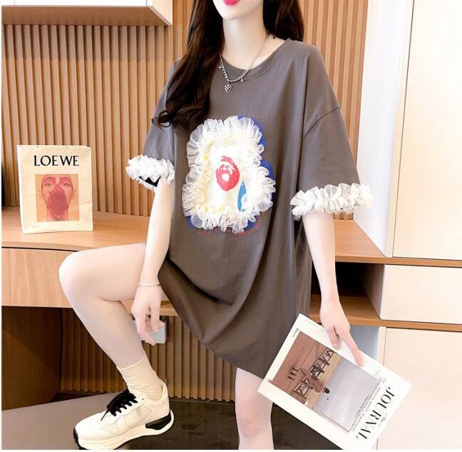 新作 好感度満載 個性的なデザイン ラウンドネック Tシャツ カットソー＜S-8405＞