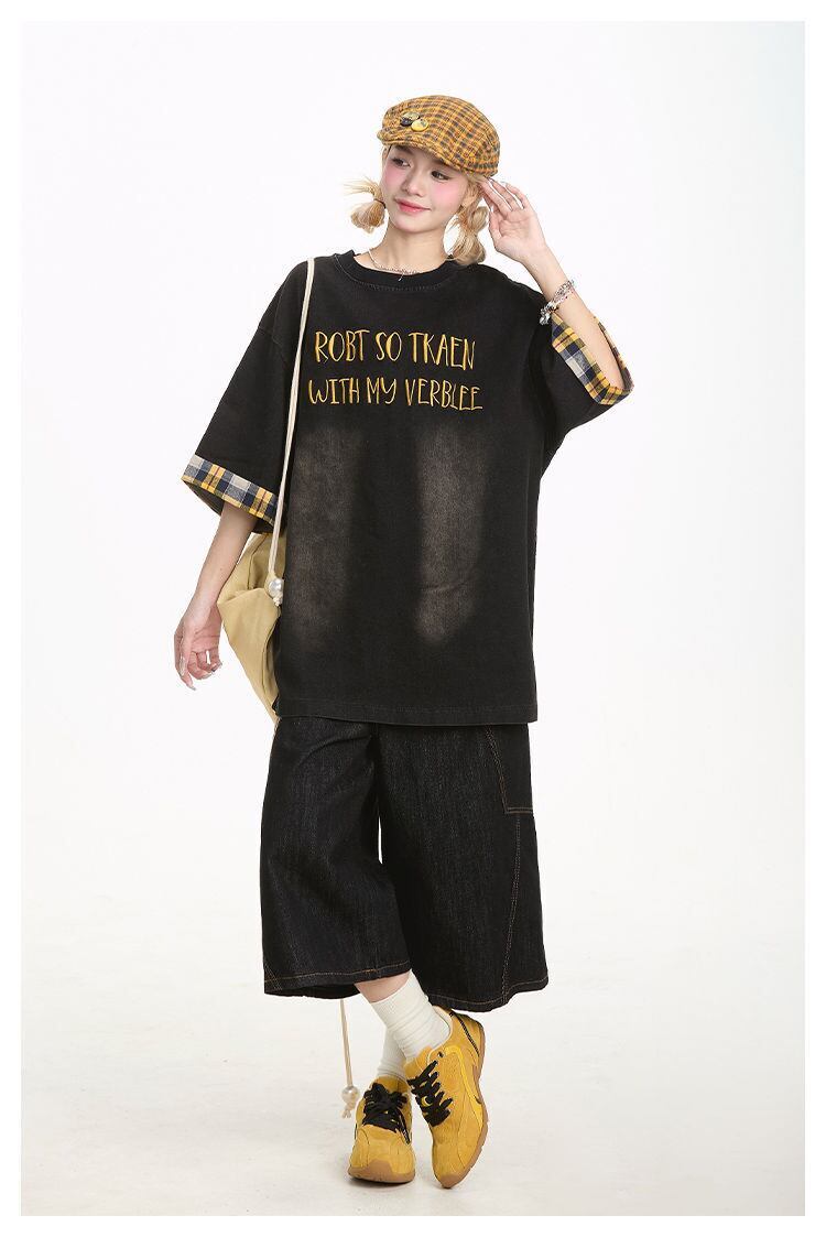 デニム 売れ筋 おすすめ 絶対流行 早い者勝ち カジュアル男女兼用 2色選択 Tシャツ<S-11340>