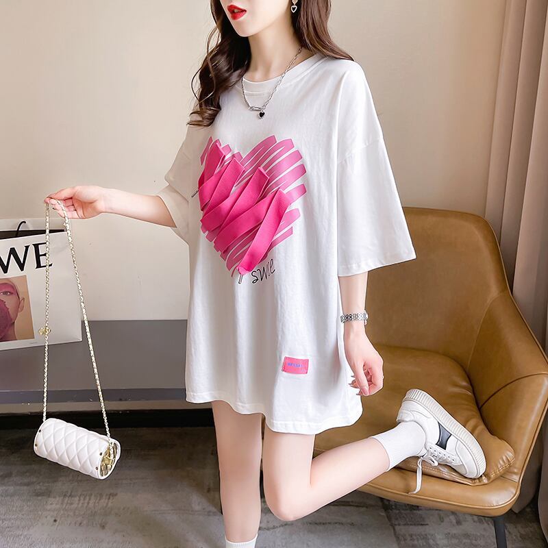 柔らかくて優しい印象 ゆったり ファッション感満々 ロング丈 3色半袖Tシャツ＜S-9206＞