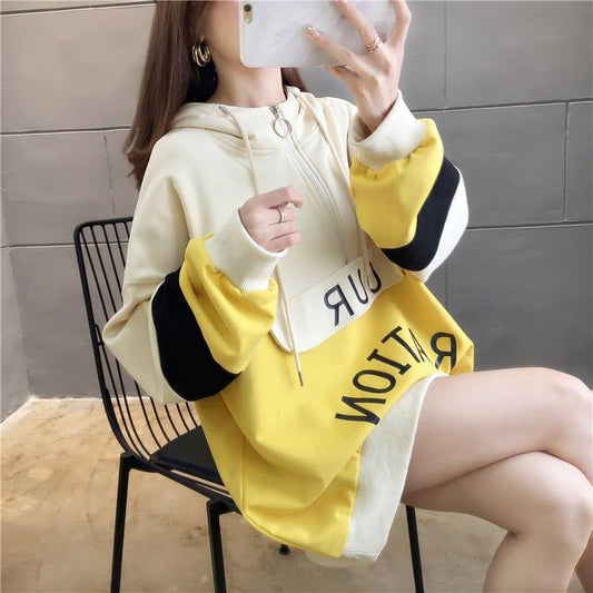 オシャレ感たっぷり 切り替え 美人度アップ ジッパー スウェット パーカー＜S-2842＞