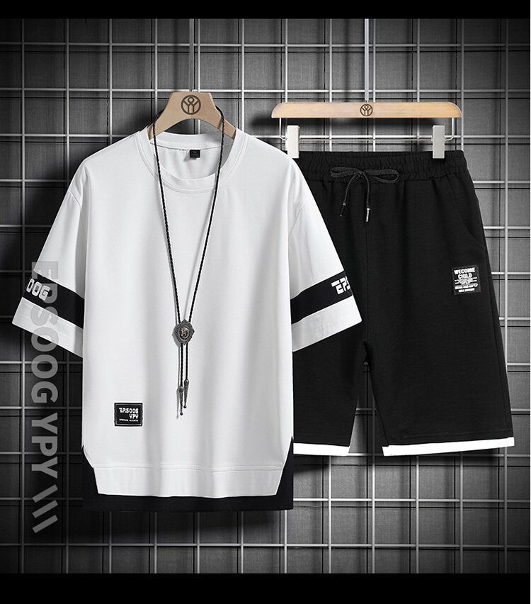 男女兼用 大人気 シンプル Tシャツ & ショーツ セットアップ MO-80020