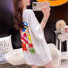 スタイリッシュ 切り替え 一目惚れ プリント Tシャツ カットソー＜S-3531＞
