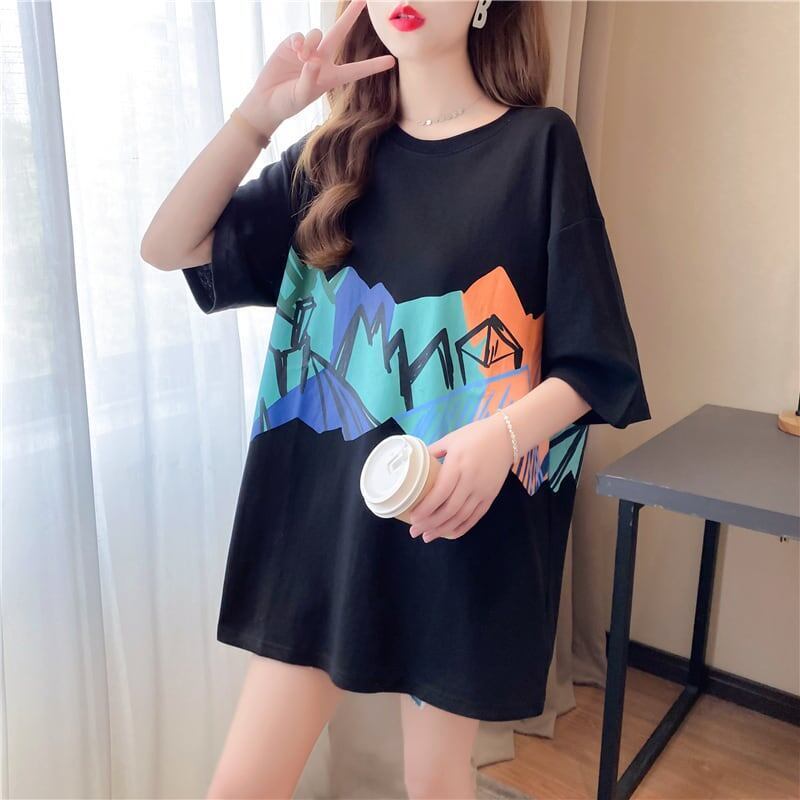 個性的なデザイン ラウンドネック 一目惚れ プリント Tシャツ カットソー＜S-3009＞