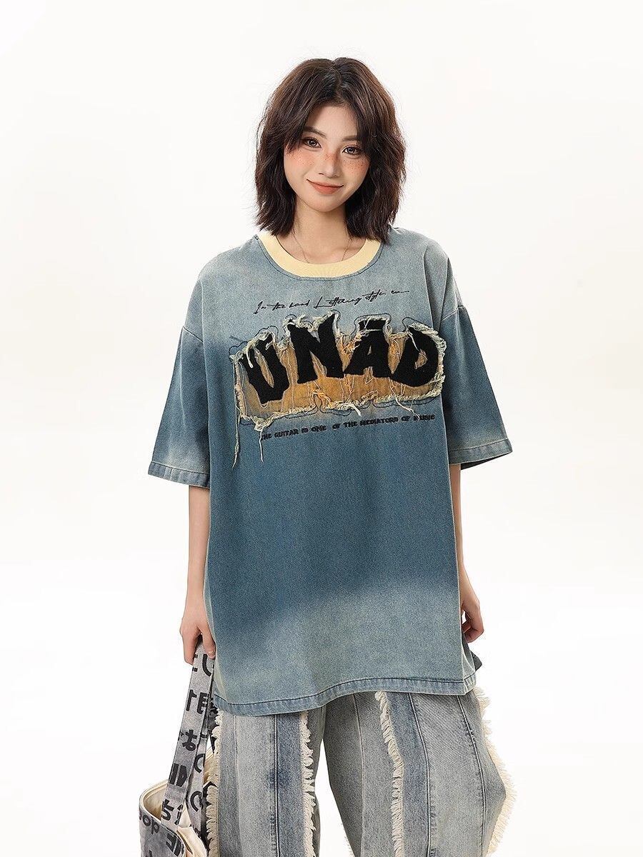 話題沸騰中 絶対流行 売れ筋 早い者勝ち カジュアル デニム 2色選択 Tシャツ<S-11179>