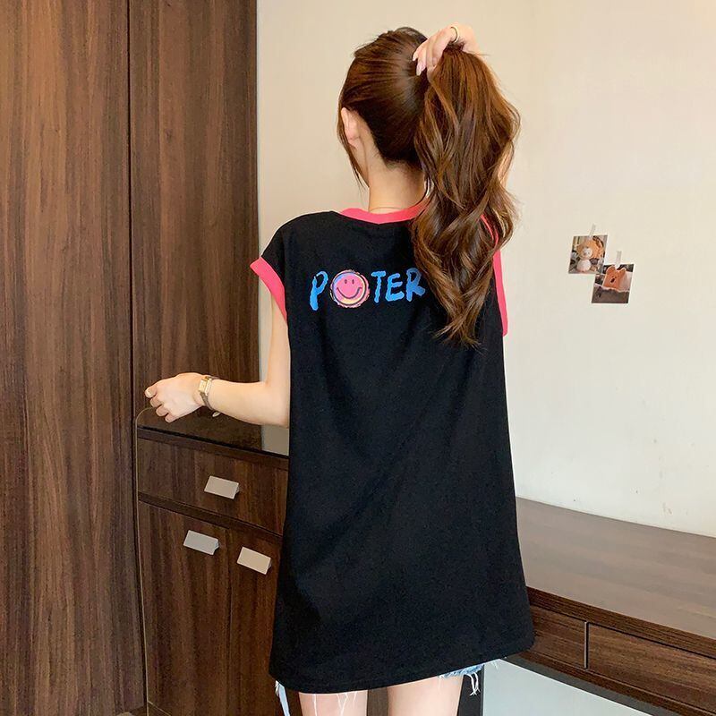 【半額！期間限定！！】超人気 ファッション カジュアル プリント ノースリーブ Tシャツ<S-8487>