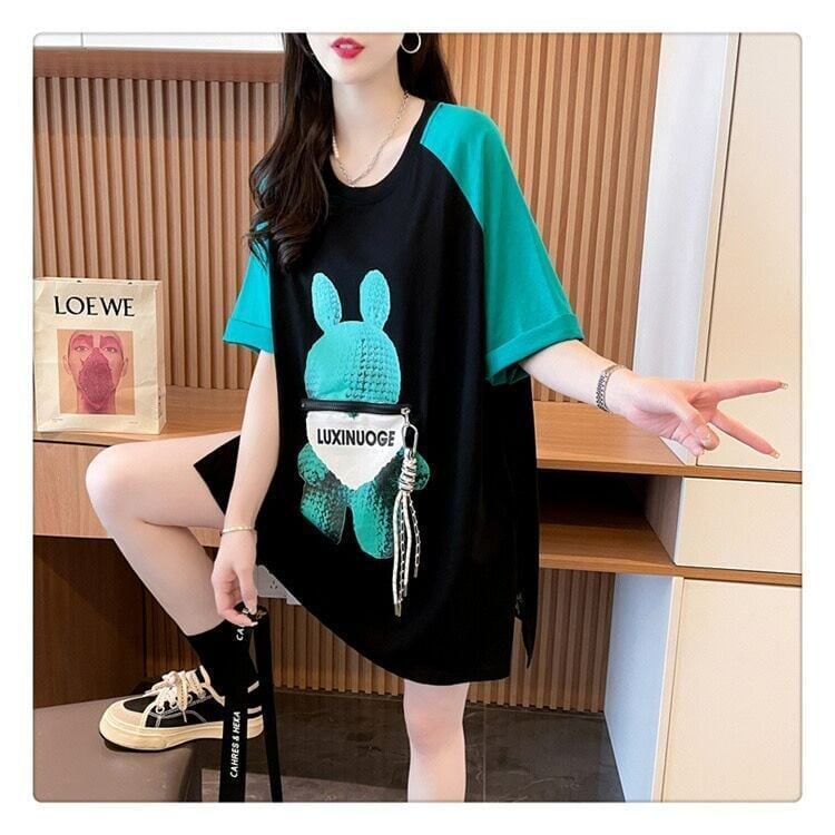 コットンパーソナライズジッパー大ポケットスリット半袖Tシャツ<S-2884>