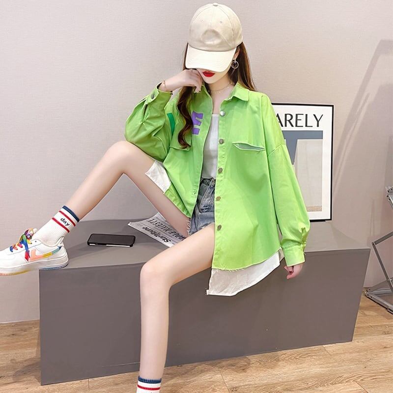 個性的なデザイン カートゥーンプリント オシャレ度満点 シャツ ブラウス＜S-2986＞