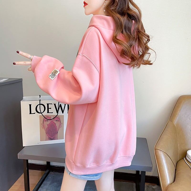 【裏起毛】大人可愛い  ファッション パーカー<S-5064>
