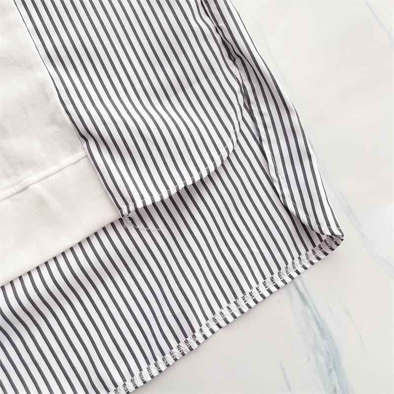 期間限定 ストライプ柄 新作 切り替え プリント 全3色 半袖Tシャツ カットソー ＜S-8685＞