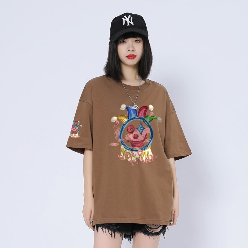 話題沸騰中 ゆったり カジュアル プリント 6色 半袖Tシャツ＜S-8164＞