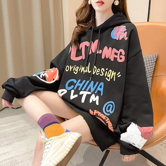 気質溢れる 3色選択可 女性力を高める プリント 長袖 スウェット パーカー＜S-2844＞