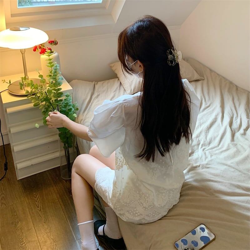 カジュアル 切り替え オシャレ度満点 ブラウス＋ショートパンツ セットアップ＜S-3233＞