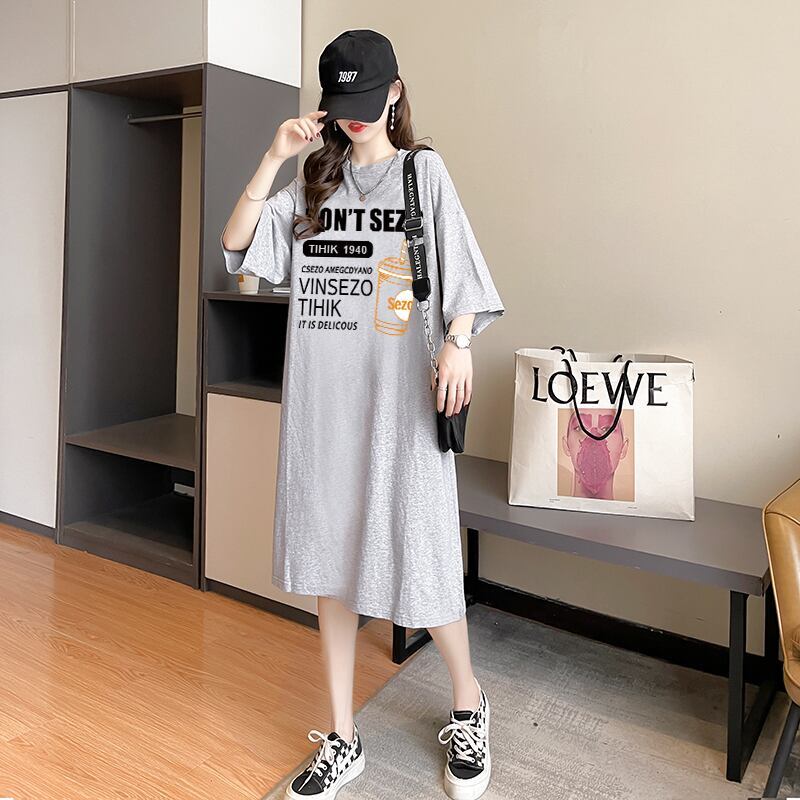 快適 ラウンドネック カジュアル 半袖 Tシャツ ワンピース＜S-8634＞