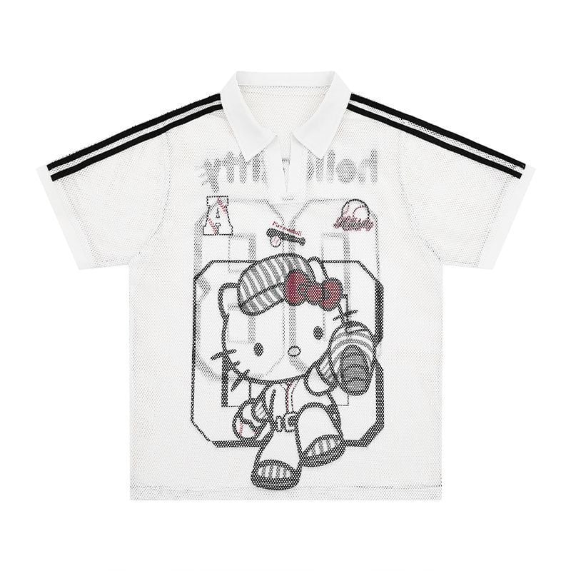 夏新作 メッシュ プリント Tシャツ <S-13168>