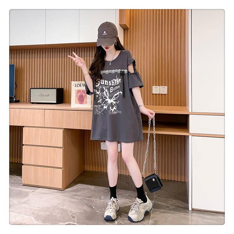 話題沸騰中 切り替え スウィートプリント 全2色 半袖Tシャツ ＜S-8652＞