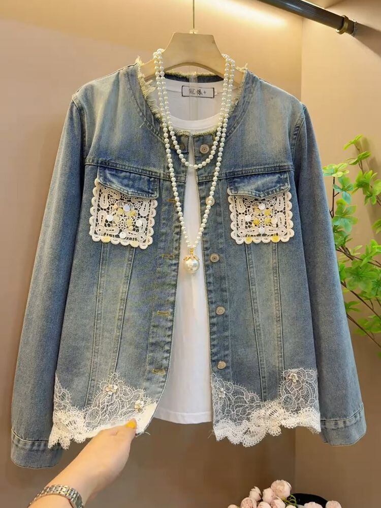 【人気商品再入荷】好感度UP 着心地良い 絶対欲しい レイヤード風 デニム 切り替え ジャケットゆったりコート<S-11061>