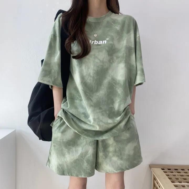 売り切れ必至 絞り染め カジュアル モーダル 半袖Ｔシャツⅹパンツセット全4色 <S-8681>
