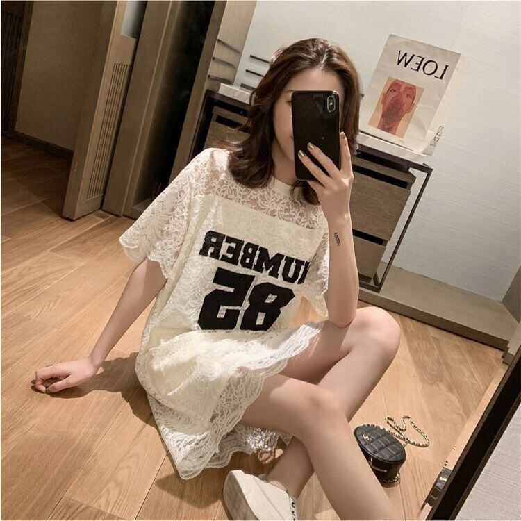 【半額！期間限定！！】大活躍 アバンギャルド ファッション レース 切り替え 半袖ワンピース<S-8526>