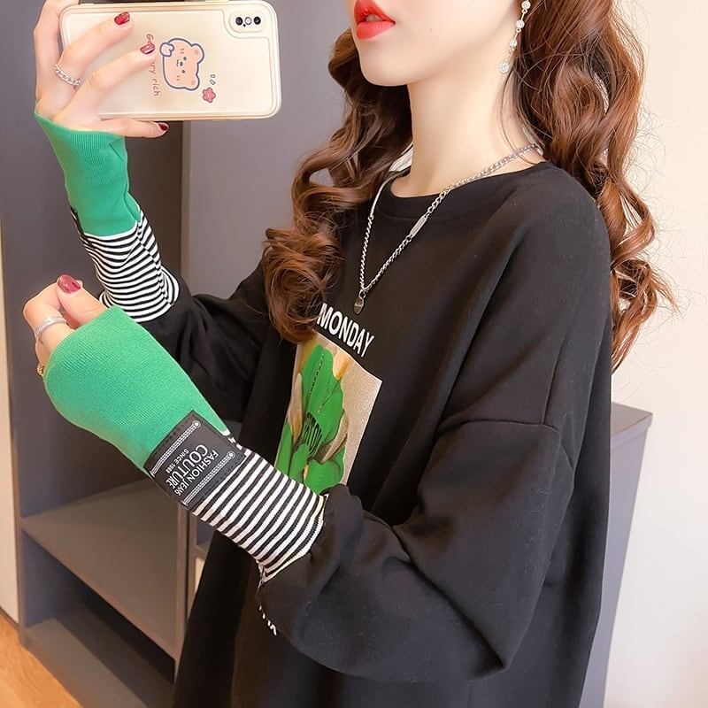 女性力を高める ラウンドネック 着心地抜群 プリント Tシャツ カットソー＜S-2865＞
