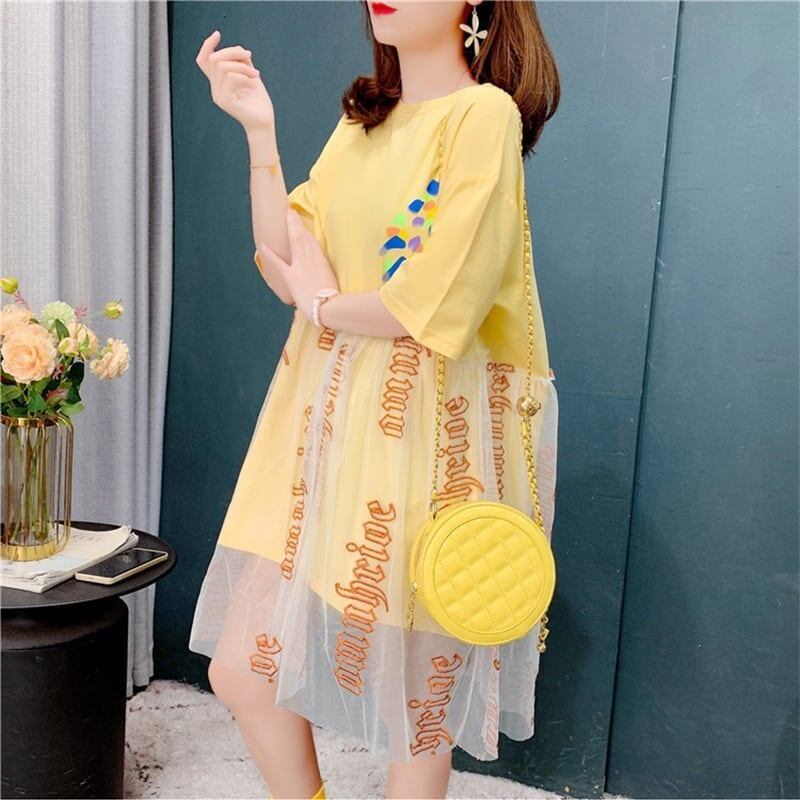 個性的なデザイン プリント 着心地抜群 Tシャツ カットソー ワンピース＜S-3607＞