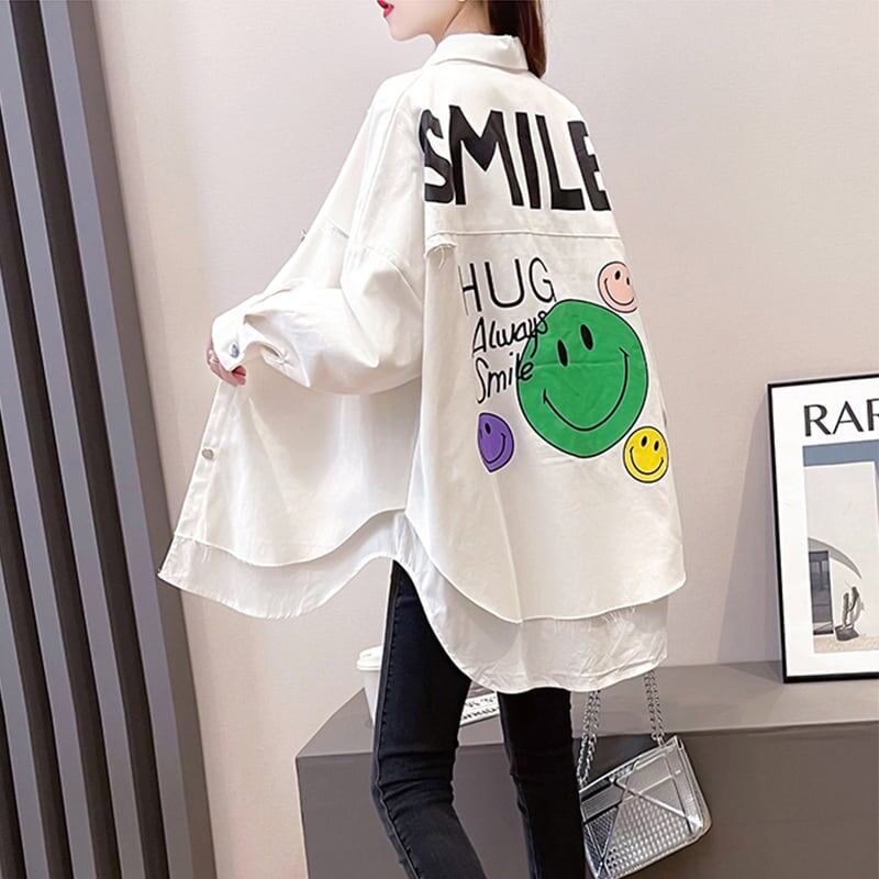 個性的なデザイン カートゥーンプリント オシャレ度満点 シャツ ブラウス＜S-2986＞