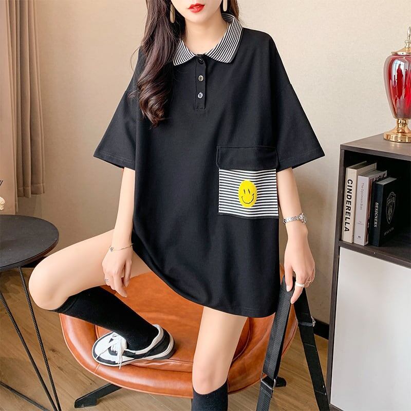 カジュアル 3色選択可 お洒落 ストライプ Tシャツ カットソー＜S-3068＞