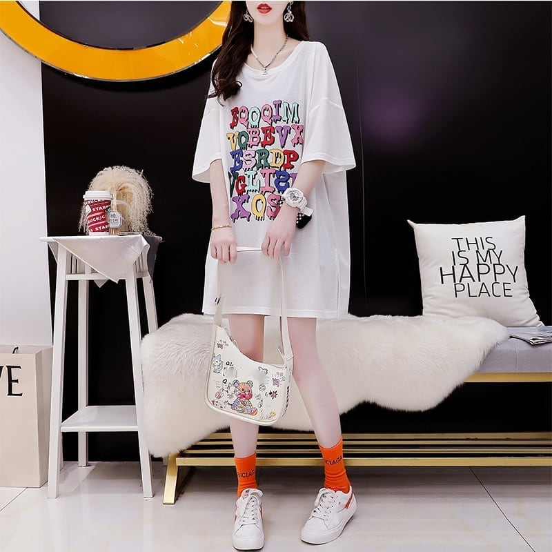 カジュアル 切り替え オシャレ度満点 プリント Tシャツ カットソー＜S-3515＞