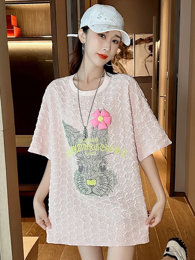 話題沸騰中 キュート カジュアル ホットダイヤモンド 半袖Tシャツ＜S-8626＞