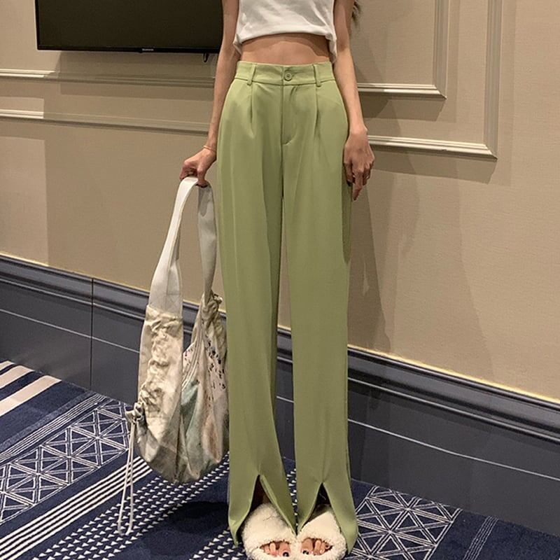 知的で品の良い ハイウエスト 一目惚れ 無地 パンツ ボトムス＜S-3004＞