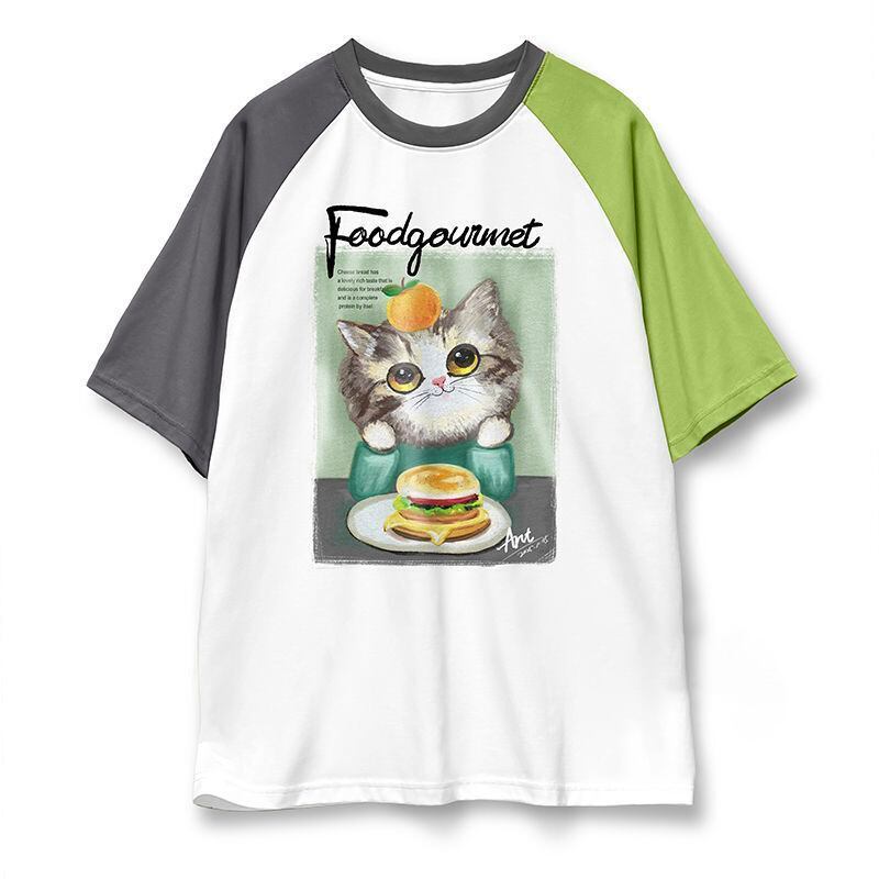 話題沸騰中 プリント切り替え 新作 全2色 半袖Tシャツ カットソー ＜S-8682＞
