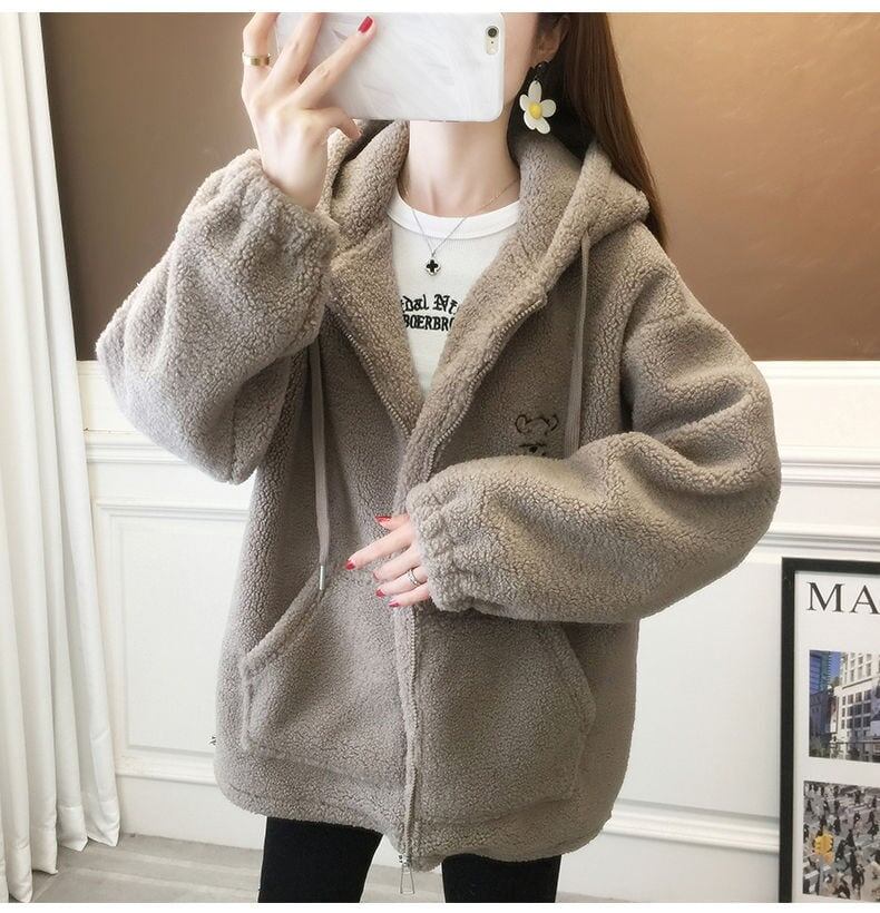 定番シンプルロゴボアフルジップパーカー 厚手トップス 全4色 ＜S-4442＞
