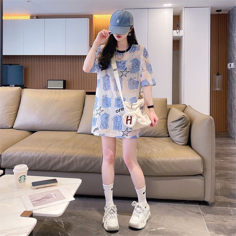 【半額！期間限定！！】絶対流行 キュート カジュアル プリント 日焼け止め 半袖Tシャツ＜S-8576＞