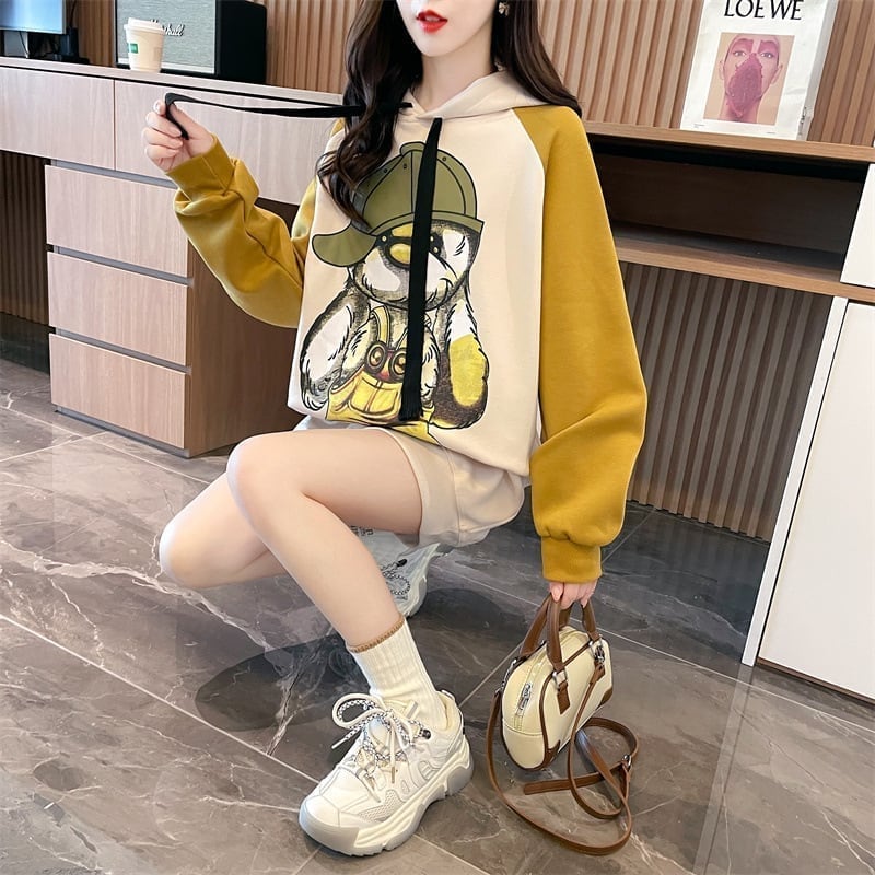 韓国系グラフィックプリントパーカー二色あり＜S-4083＞