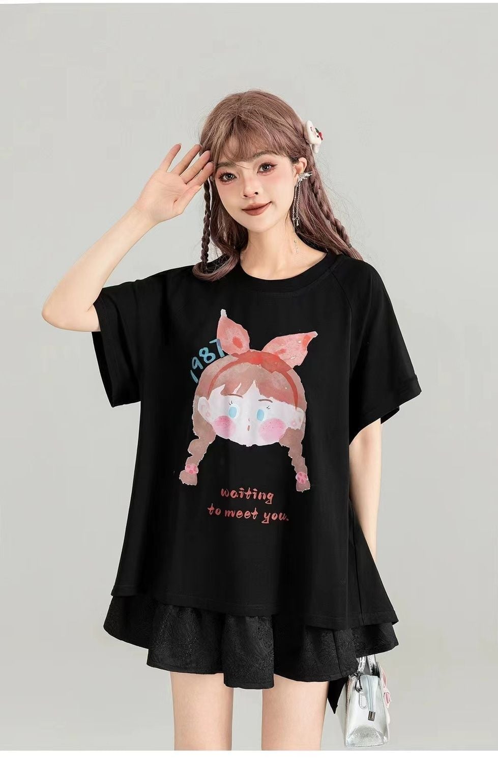 着回し力抜群 ゆったり ファッション感満々 ロング丈 2色半袖Tシャツ＜S-11068＞