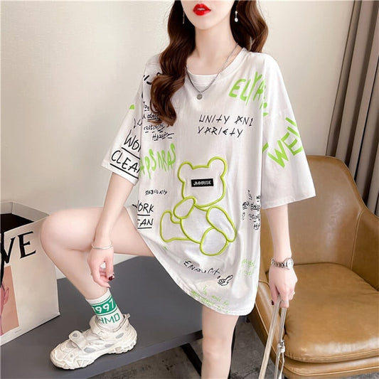 【半額！期間限定！！】早い者勝ちカジュアル 刺繍 好感度満載 半袖 Tシャツ ＜S-3543＞