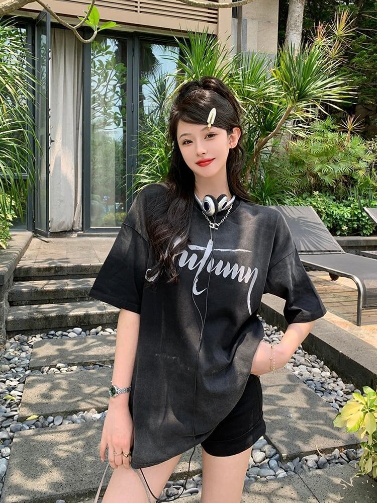 レイジースタイルドーパミングラデーションタイダイオールマッチ半袖Tシャツ<S-2895>