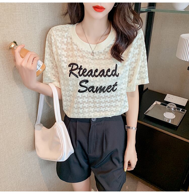 【半額！期間限定！！】大活躍 シフォン 定番シンプル 刺繍 全3色 Tシャツ カットソー ＜S-8601＞