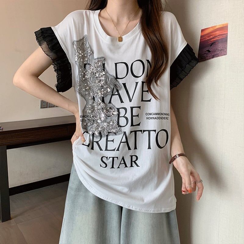 大好評 特別デザイン 着回し力抜群 ゆったり 全2色 半袖Tシャツ＜S-8826＞