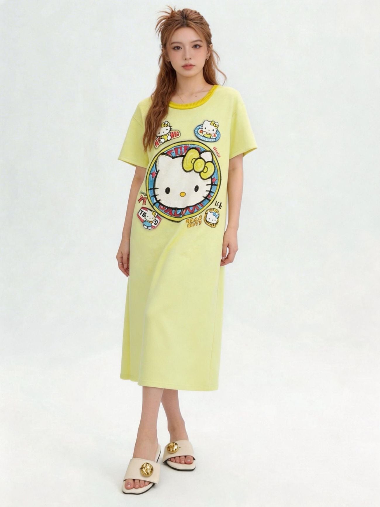 新作 シンプル プリント Tシャツ ワンピース <S-13175>