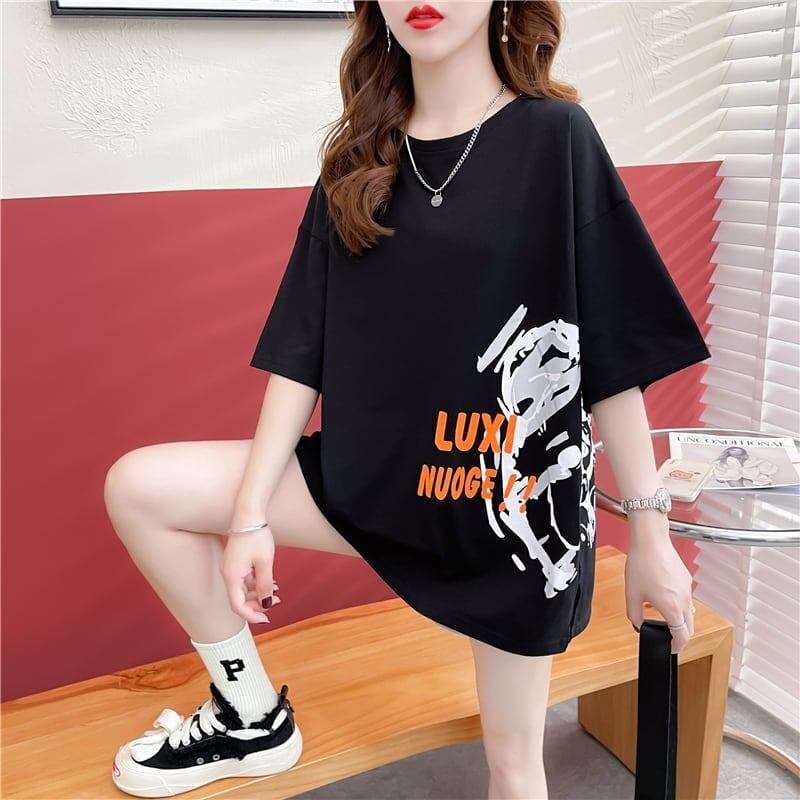 スタイリッシュ 切り替え 一目惚れ プリント Tシャツ カットソー＜S-3584＞