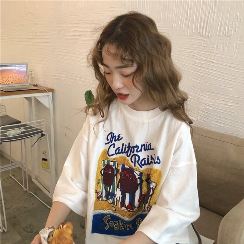 合わせやすい 切り替え 美人度アップ プリント Tシャツ カットソー＜S-3447＞