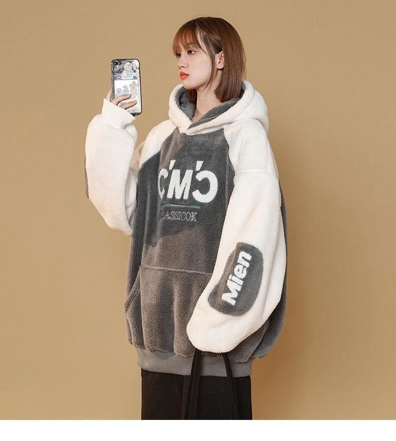 女子マストもこもこ配色厚手ボアパーカー全2色<S-4393>